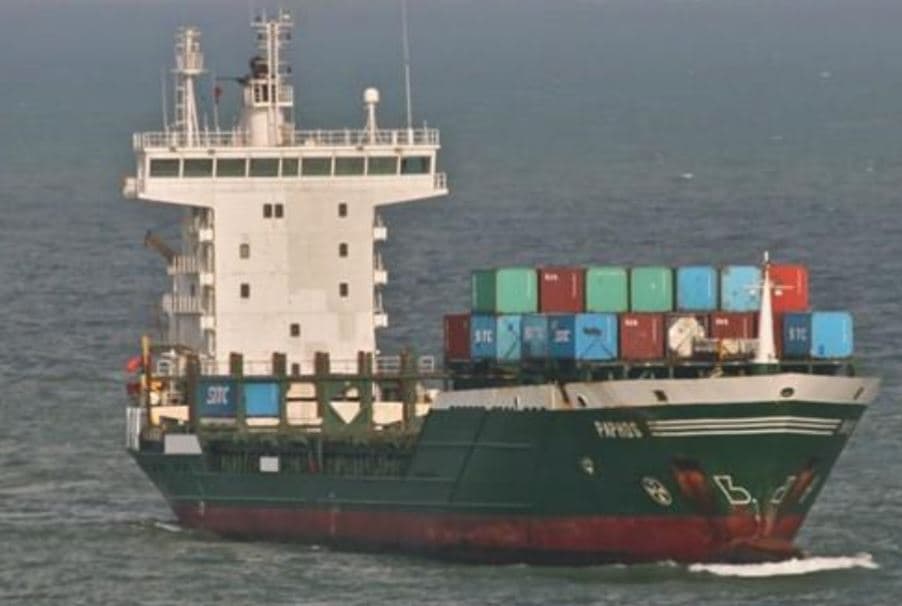Container ship under way